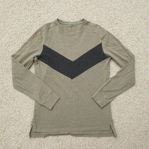 Kit Ace Mens T Tee Shirt Long Sleeve Green Cotton Size Small